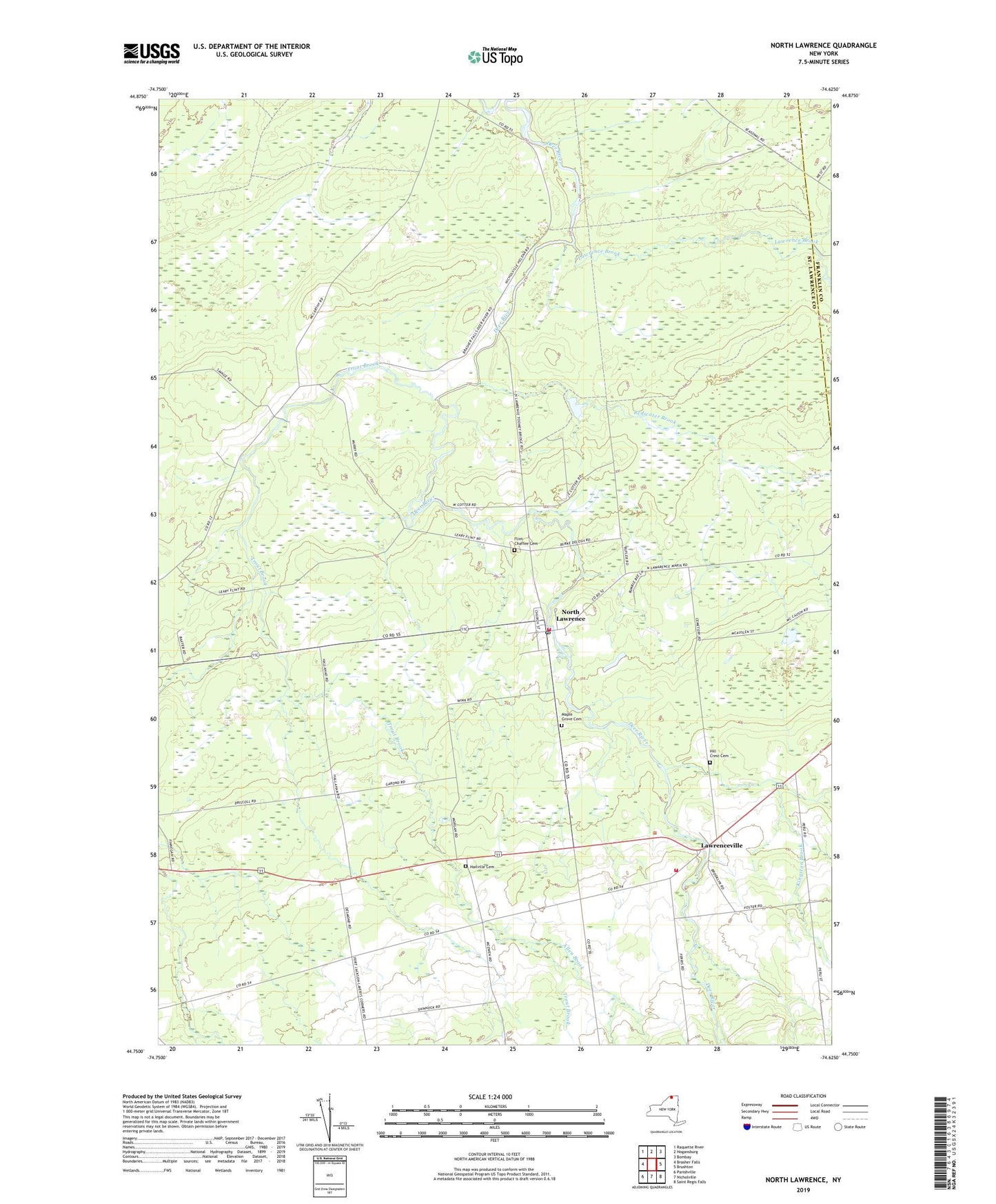 North Lawrence New York US Topo Map Image