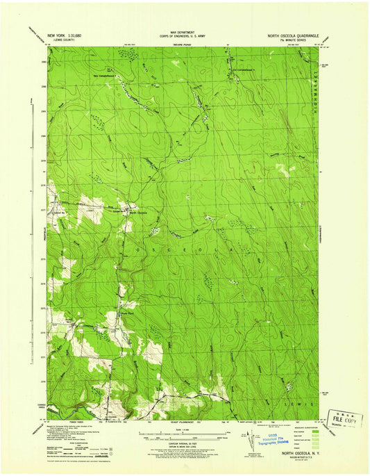 Classic USGS North Osceola New York 7.5'x7.5' Topo Map Image
