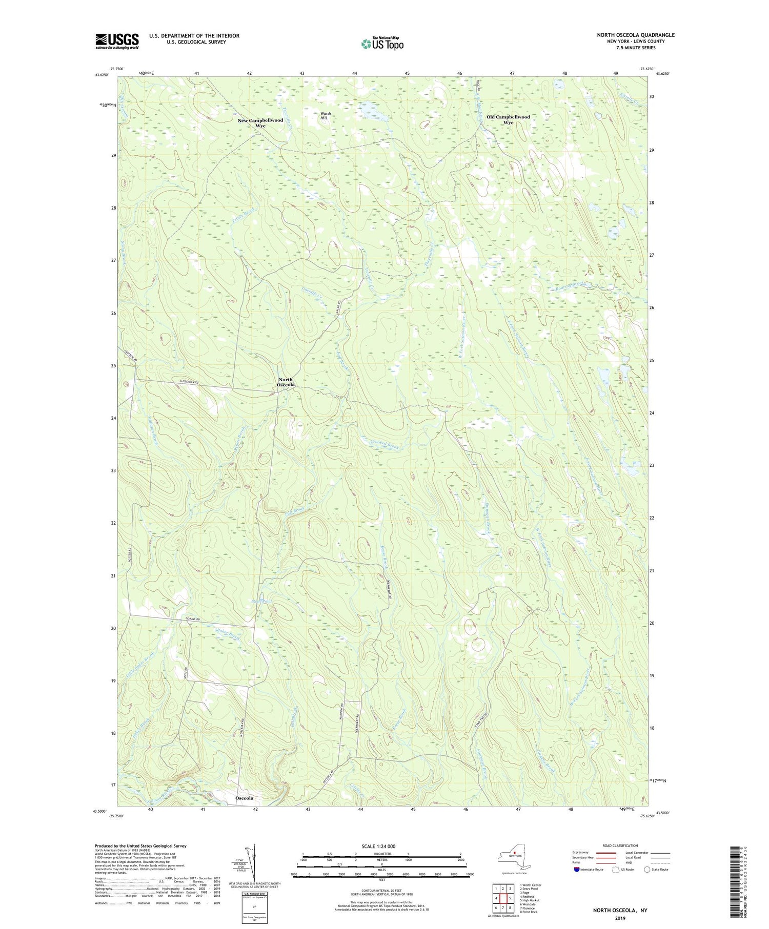 North Osceola New York US Topo Map Image