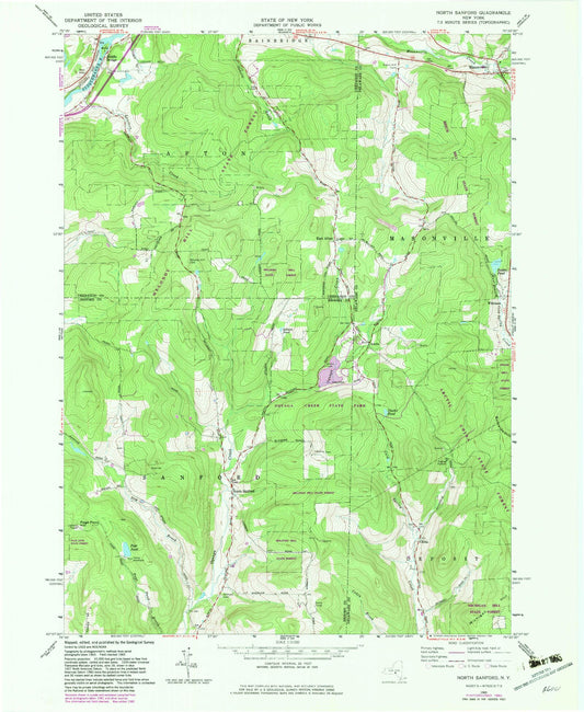 Classic USGS North Sanford New York 7.5'x7.5' Topo Map Image