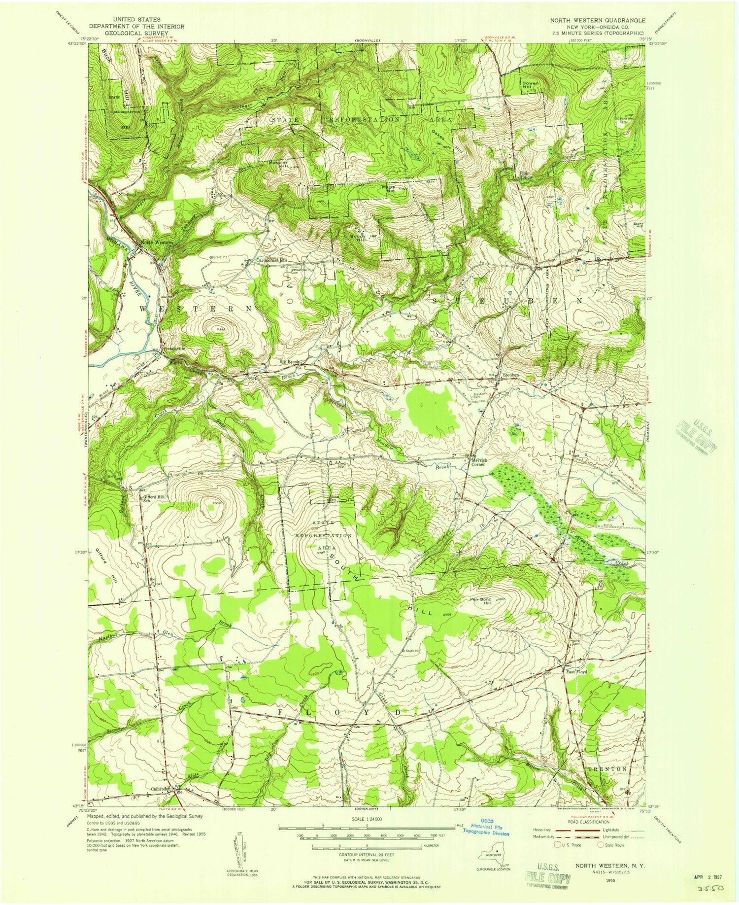 Classic USGS North Western New York 7.5'x7.5' Topo Map Image