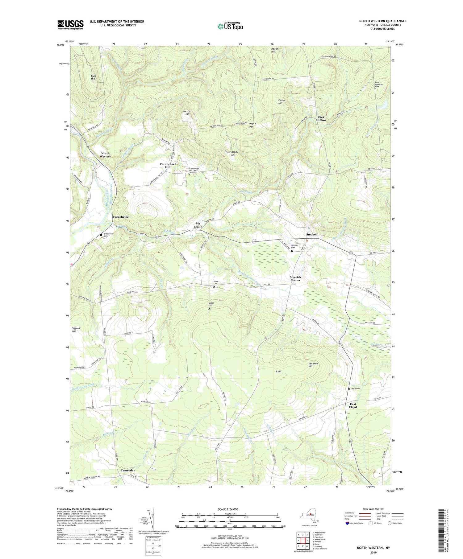 North Western New York US Topo Map Image