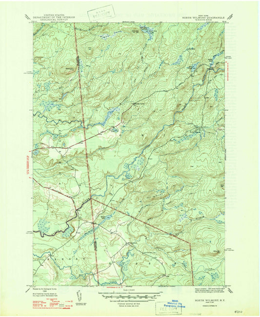 Classic USGS North Wilmurt New York 7.5'x7.5' Topo Map Image