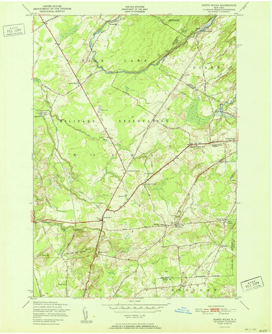 Classic USGS North Wilna New York 7.5'x7.5' Topo Map Image
