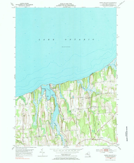 Classic USGS North Wolcott New York 7.5'x7.5' Topo Map Image