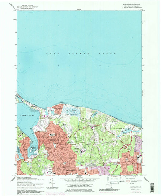 Classic USGS Northport New York 7.5'x7.5' Topo Map Image
