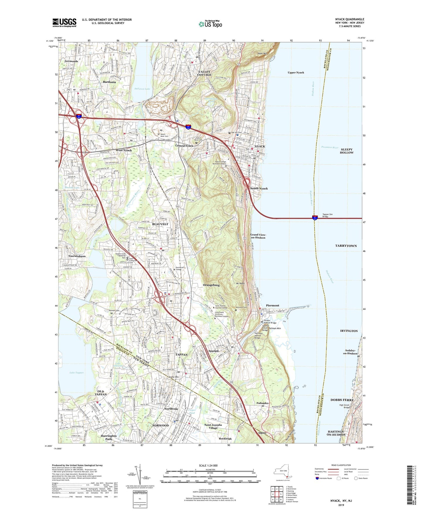 Nyack New York US Topo Map Image