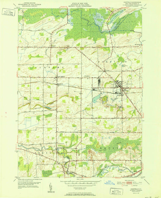 Classic USGS Oakfield New York 7.5'x7.5' Topo Map Image