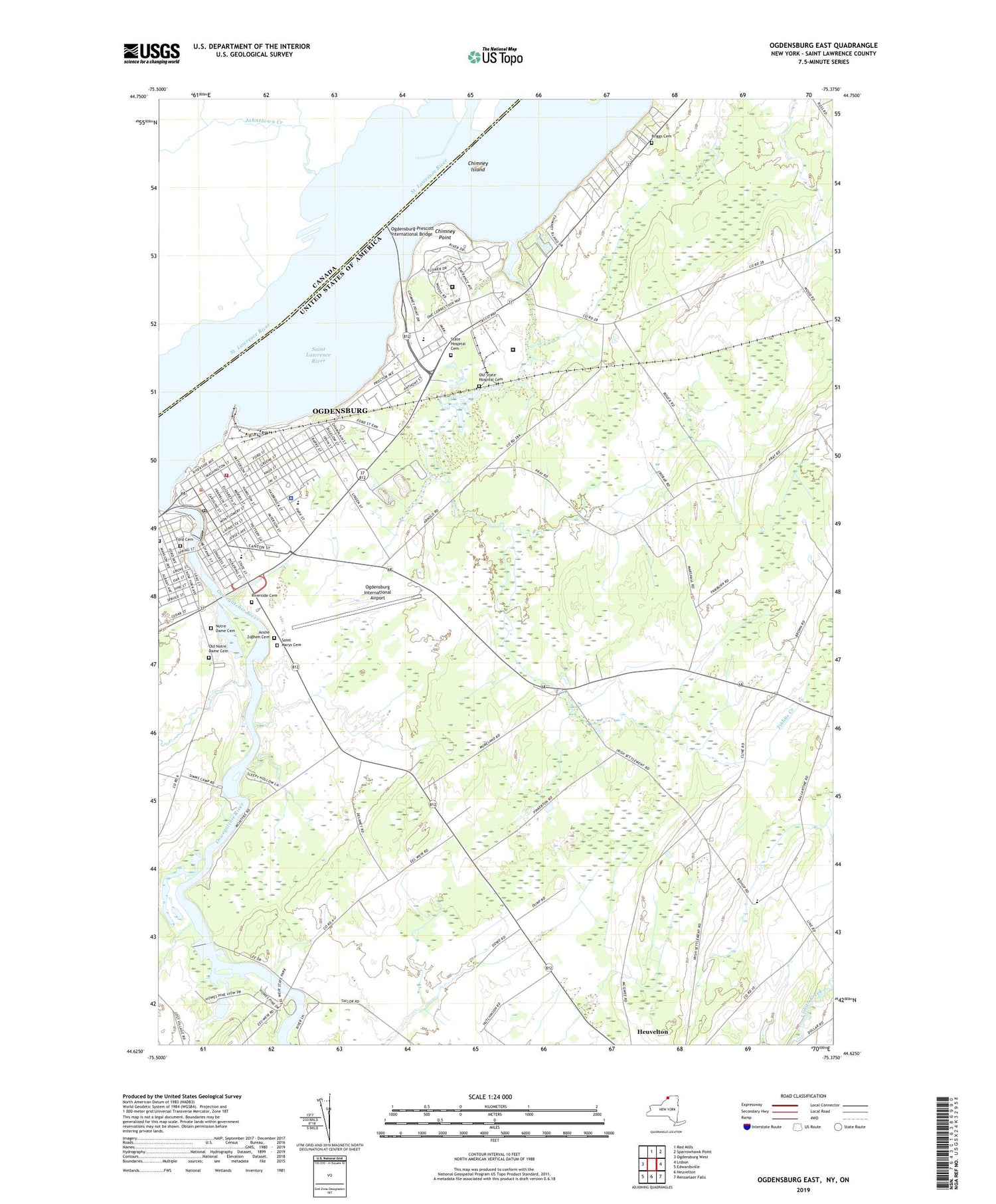 Ogdensburg East New York US Topo Map Image