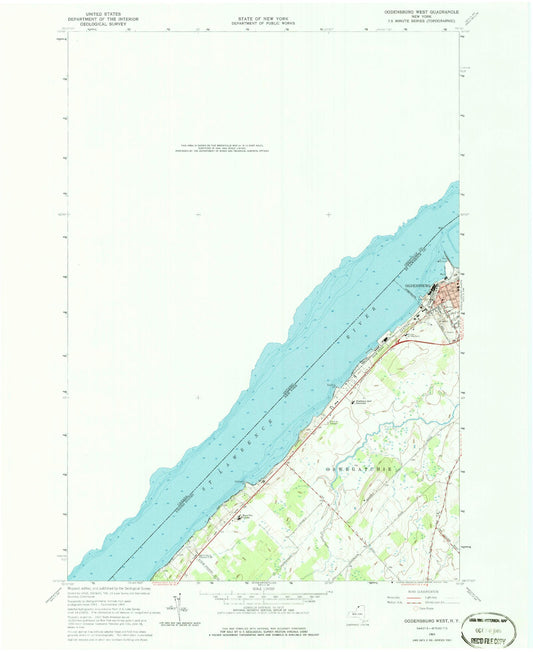 Classic USGS Ogdensburg West New York 7.5'x7.5' Topo Map Image