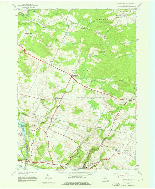 Classic USGS Oppenheim New York 7.5'x7.5' Topo Map Image