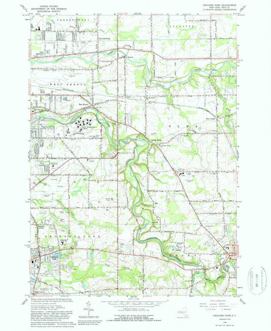 Classic USGS Orchard Park New York 7.5'x7.5' Topo Map Image