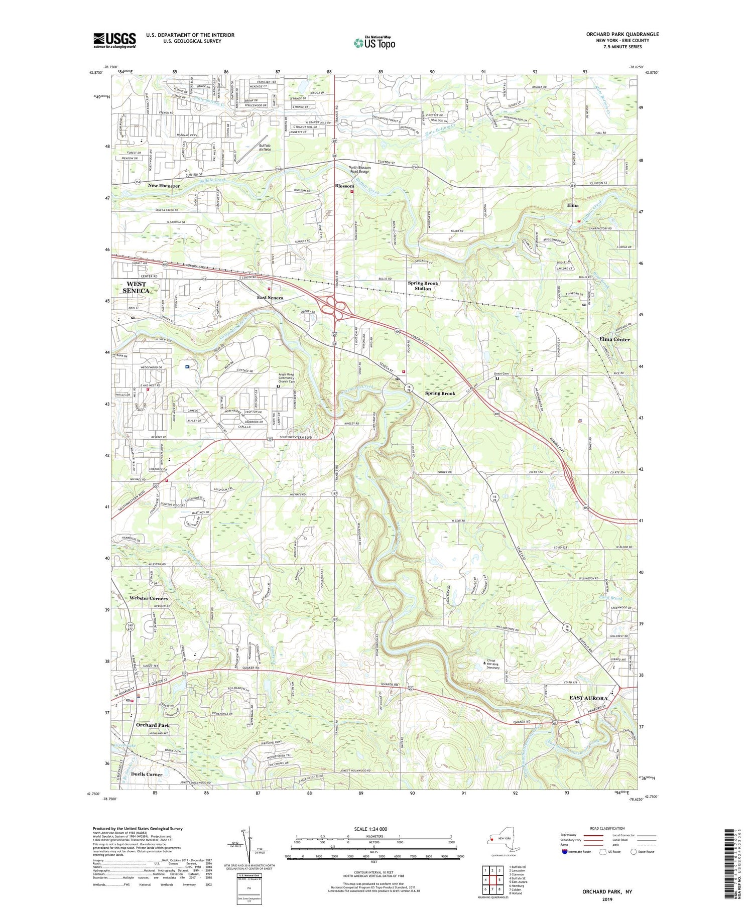 Orchard Park New York US Topo Map Image