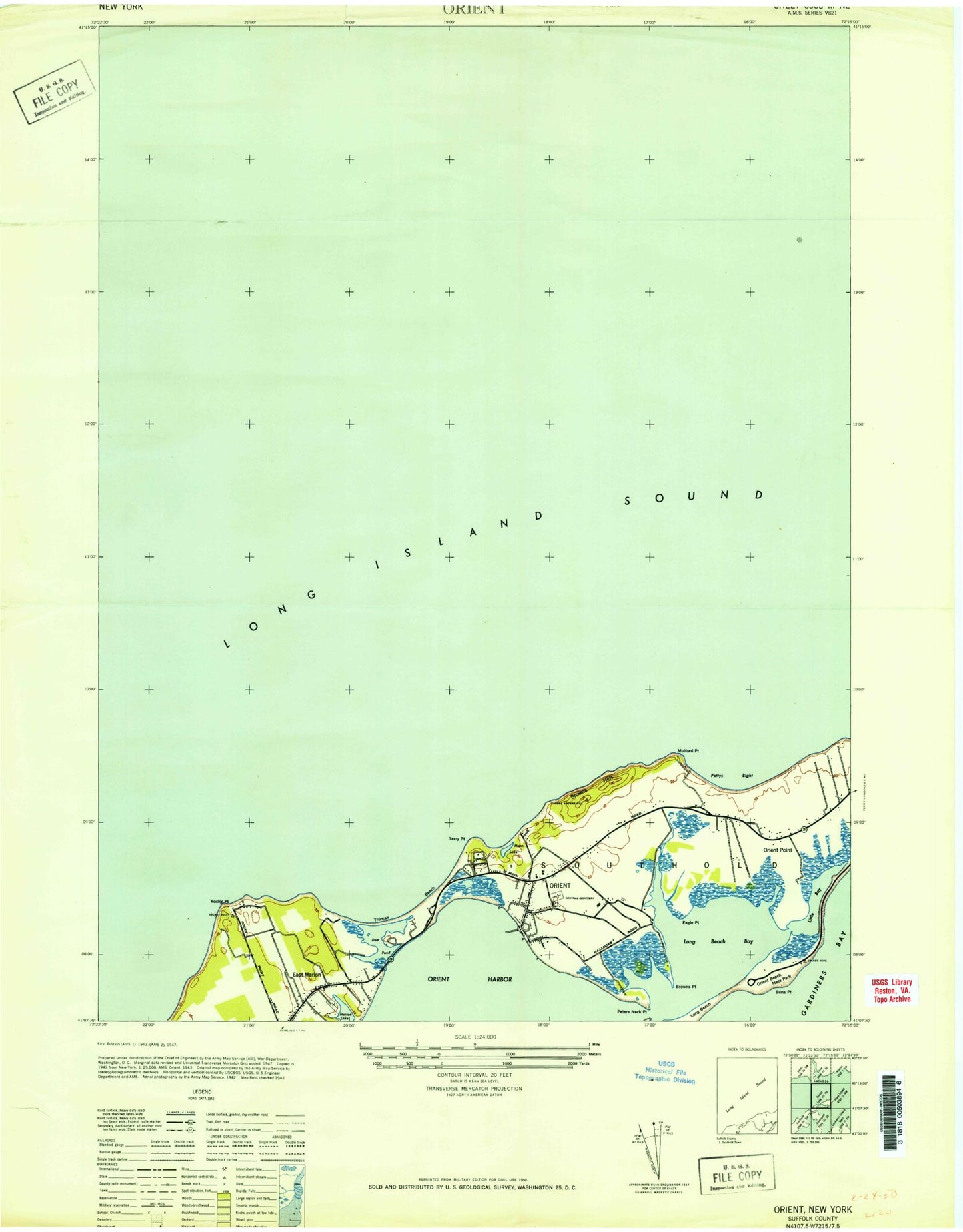 Classic USGS Orient New York 7.5'x7.5' Topo Map Image