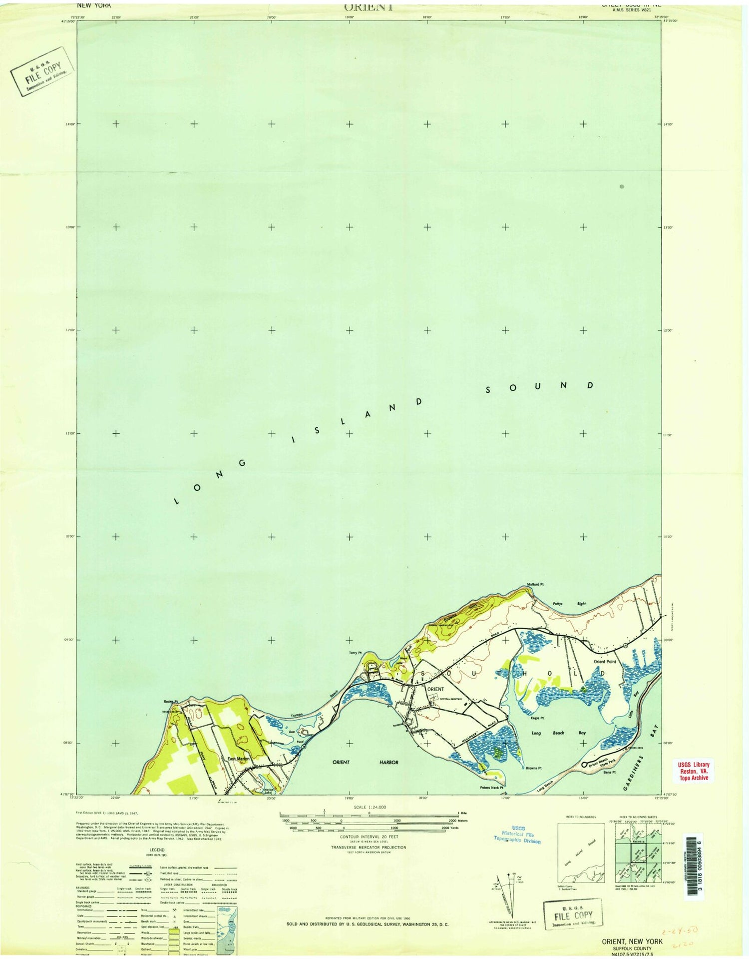 Classic USGS Orient New York 7.5'x7.5' Topo Map Image
