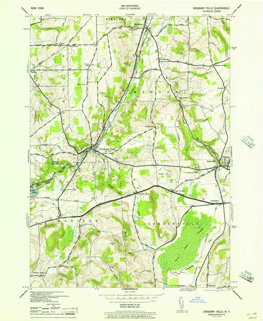 Classic USGS Oriskany Falls New York 7.5'x7.5' Topo Map Image