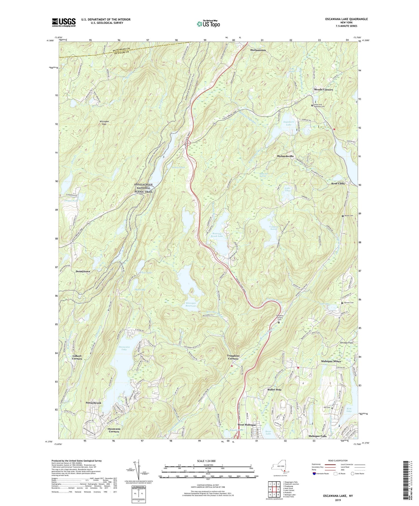 Oscawana Lake New York US Topo Map Image