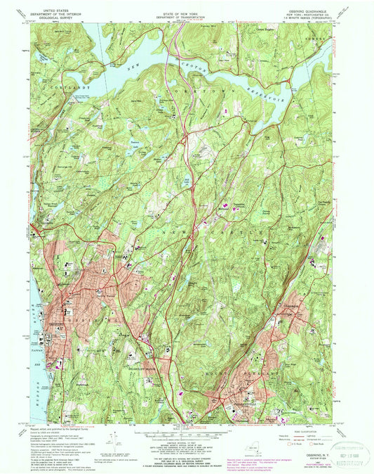Classic USGS Ossining New York 7.5'x7.5' Topo Map Image