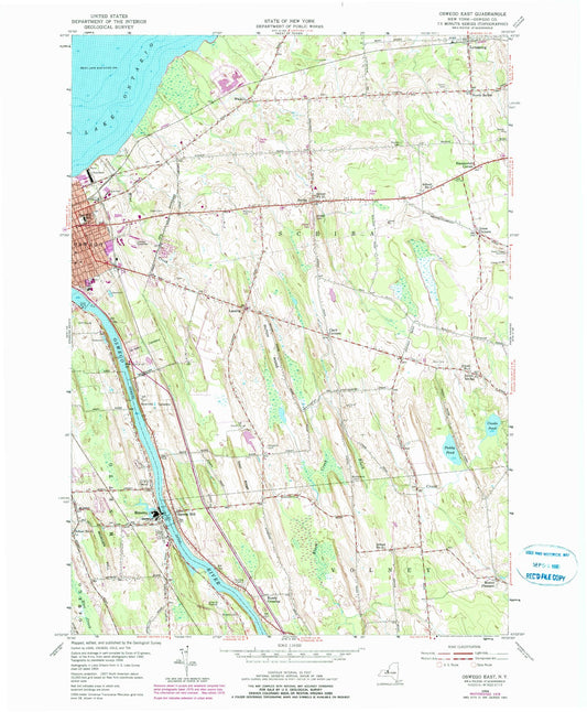 Classic USGS Oswego East New York 7.5'x7.5' Topo Map Image