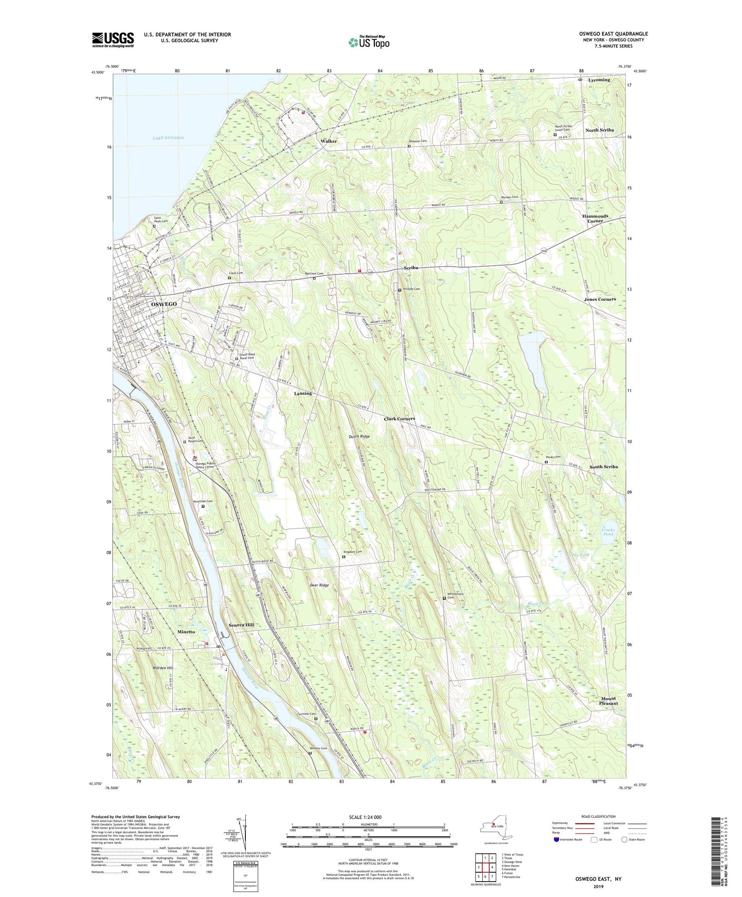 Oswego East New York US Topo Map Image