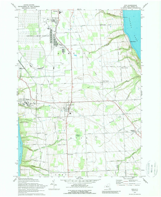 Classic USGS Ovid New York 7.5'x7.5' Topo Map Image