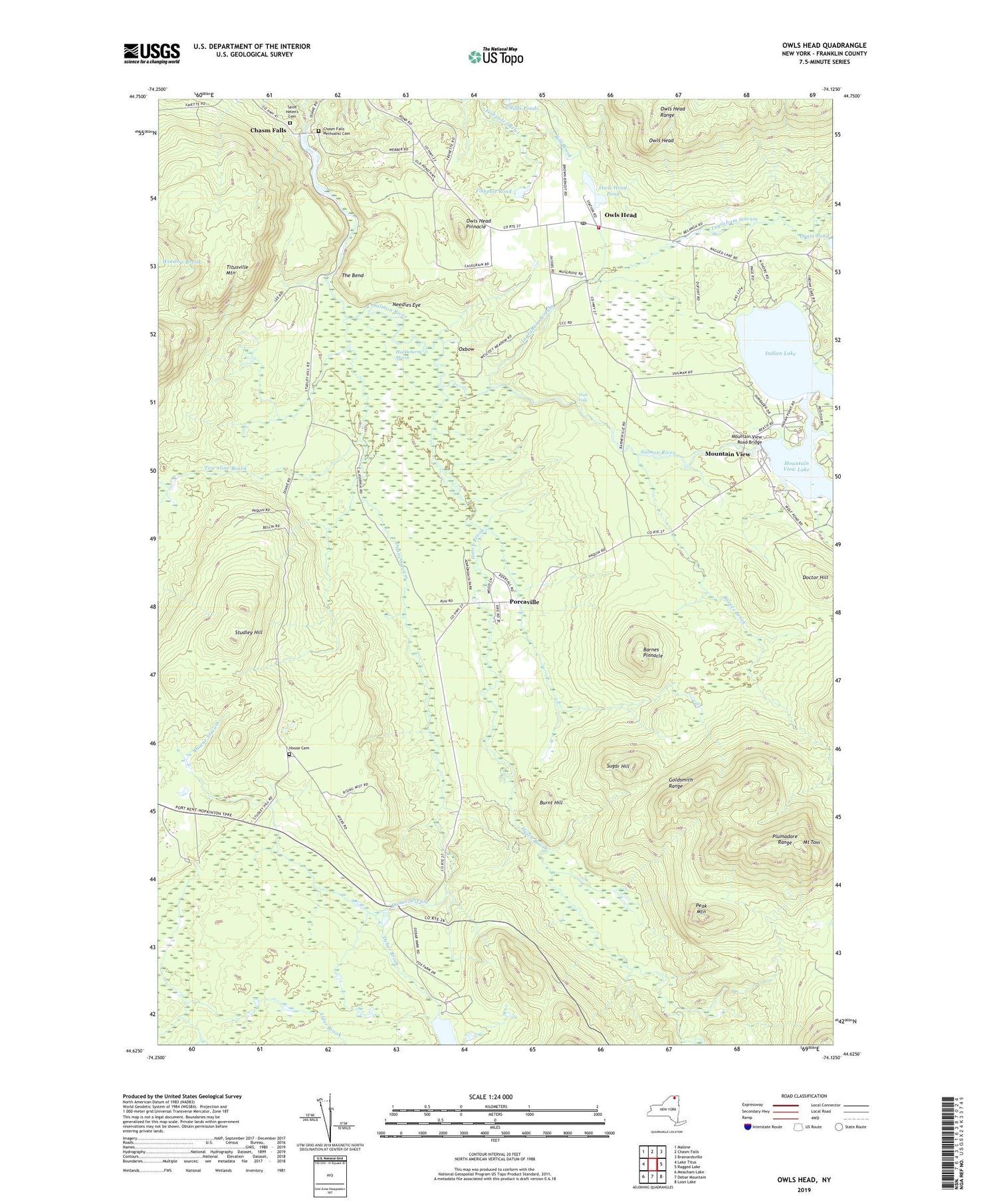 Owls Head New York US Topo Map Image