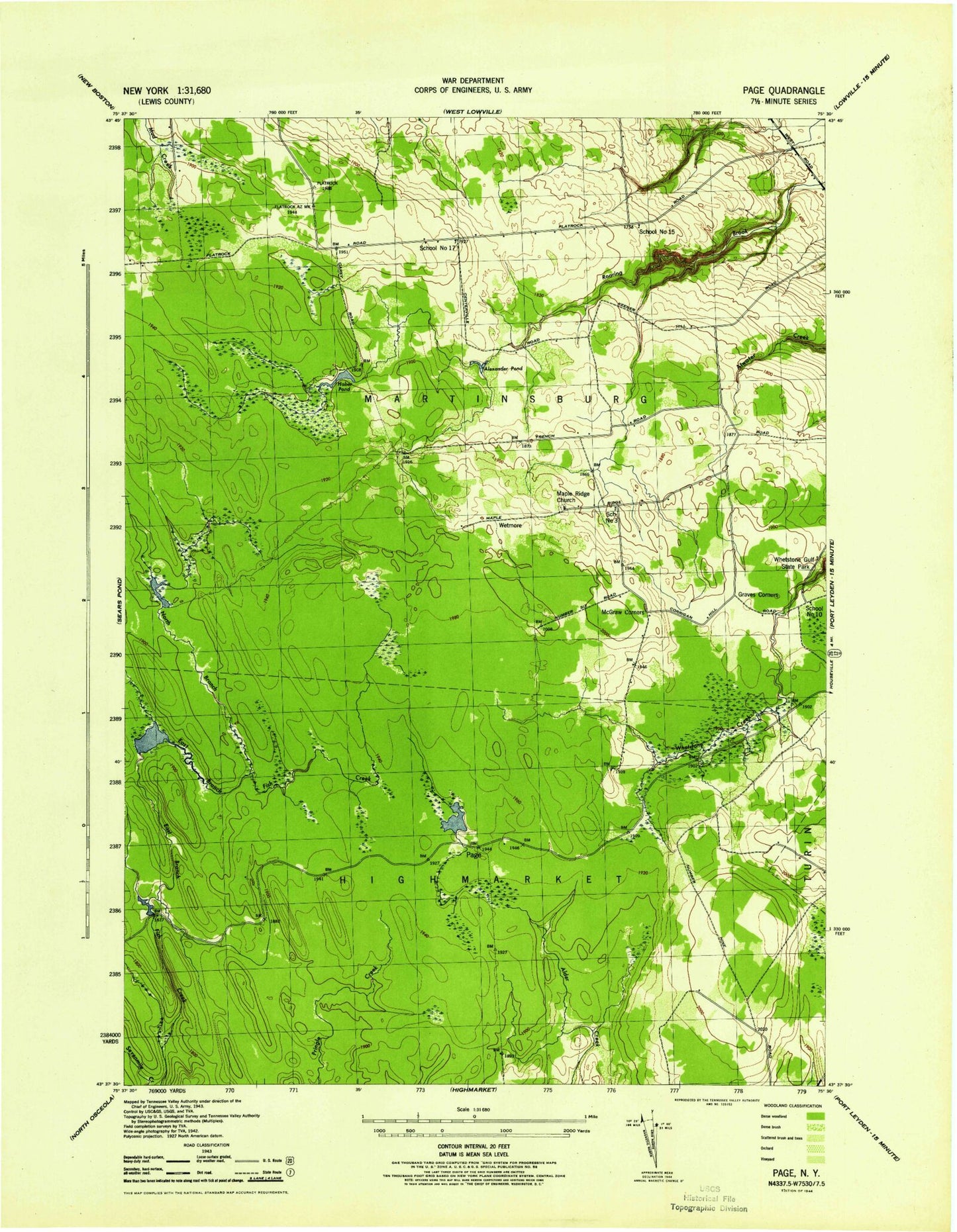 Classic USGS Page New York 7.5'x7.5' Topo Map Image