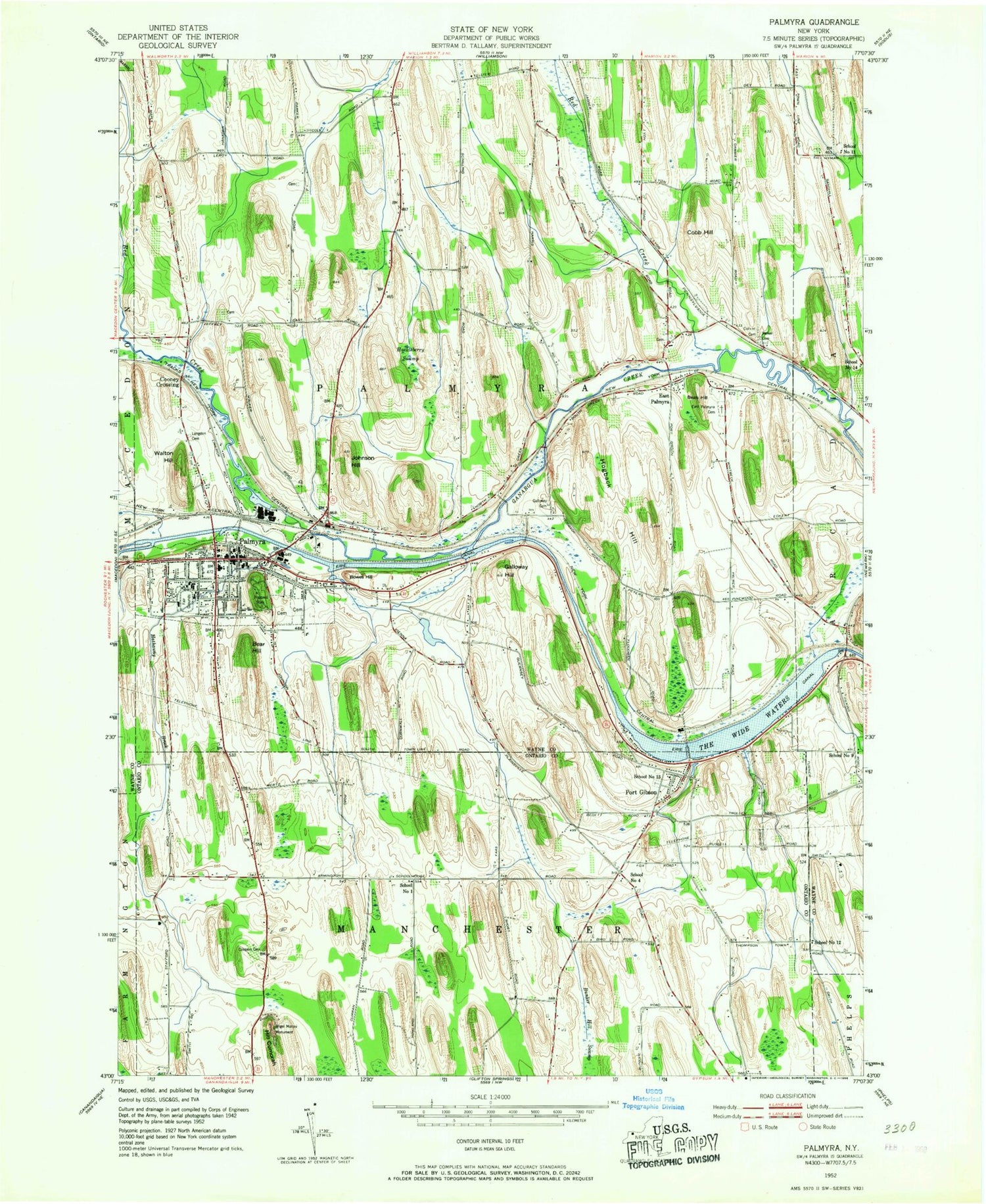 Classic USGS Palmyra New York 7.5'x7.5' Topo Map Image