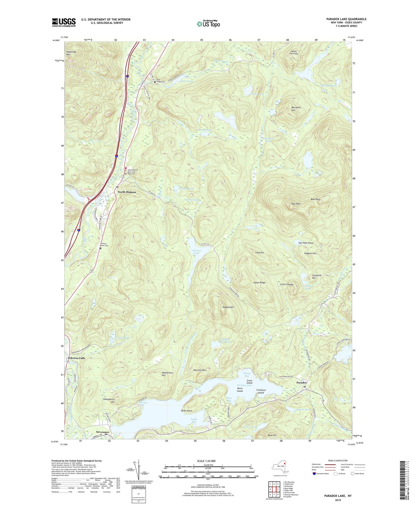 Paradox Lake New York US Topo Map Image