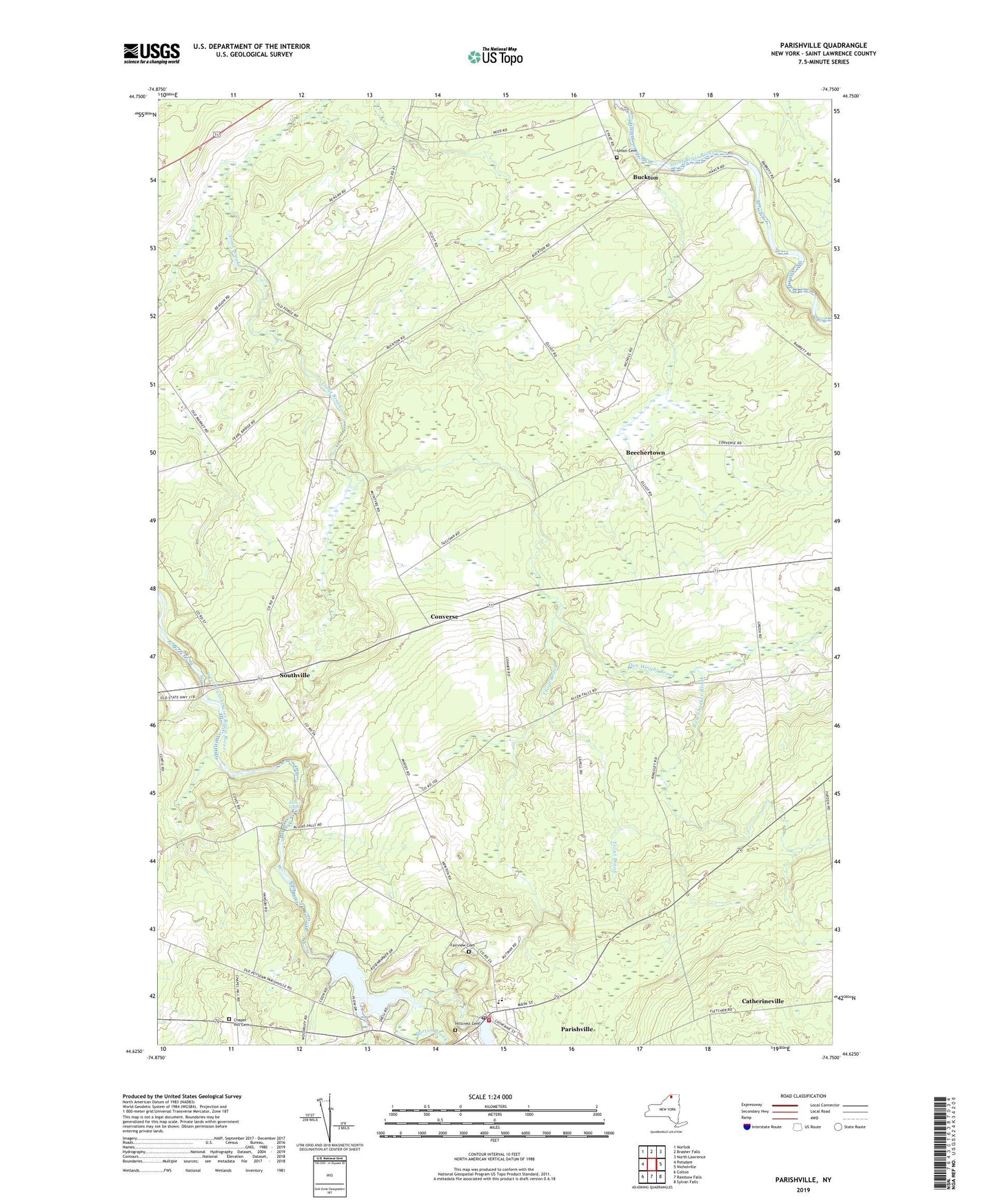 Parishville New York US Topo Map Image