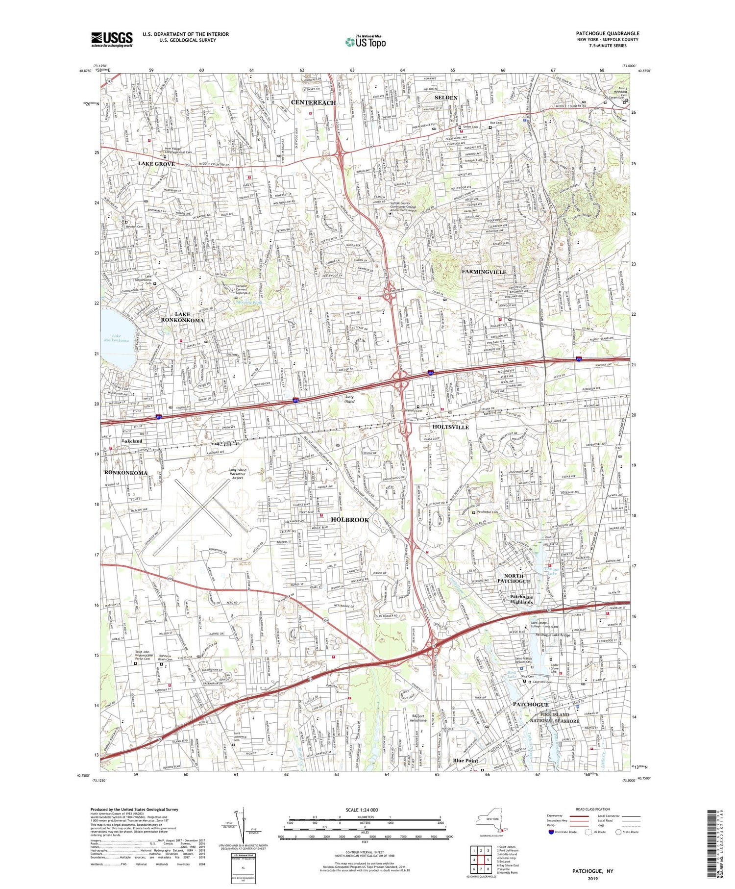 Patchogue New York US Topo Map Image
