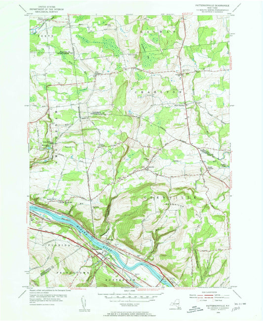 Classic USGS Pattersonville New York 7.5'x7.5' Topo Map Image