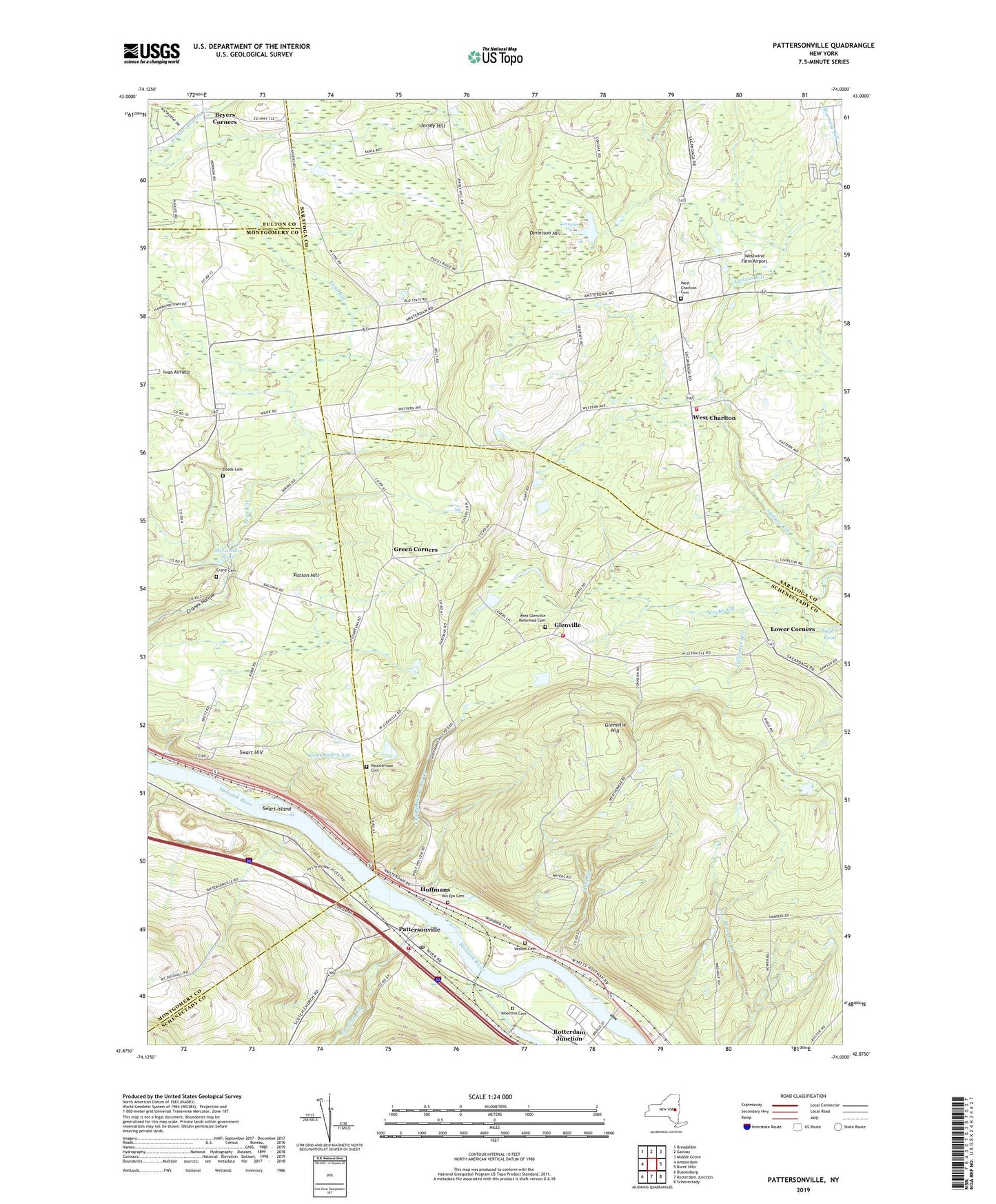 Pattersonville New York US Topo Map Image