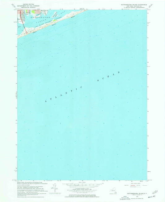 Classic USGS Pattersquash Island New York 7.5'x7.5' Topo Map Image