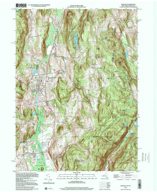 Classic USGS Pawling New York 7.5'x7.5' Topo Map Image