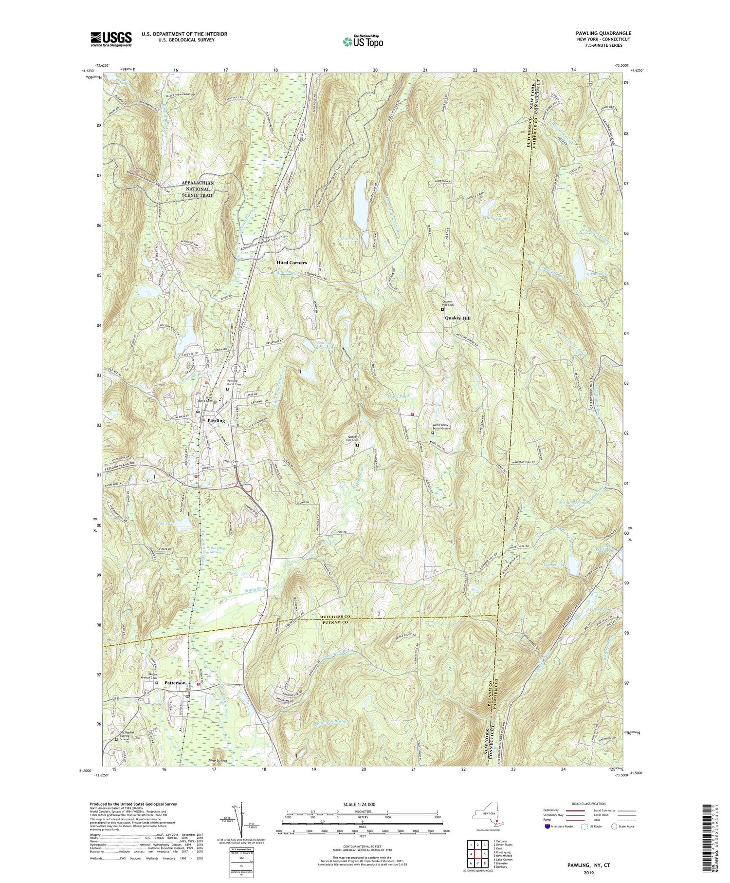 Pawling New York US Topo Map Image