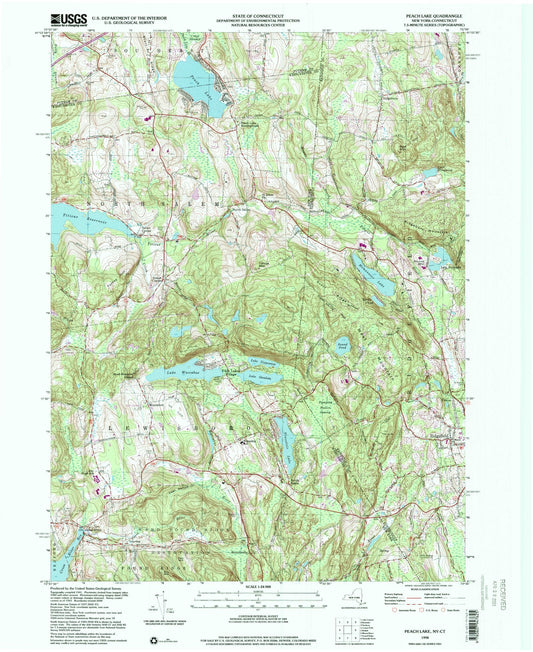 Classic USGS Peach Lake New York 7.5'x7.5' Topo Map Image