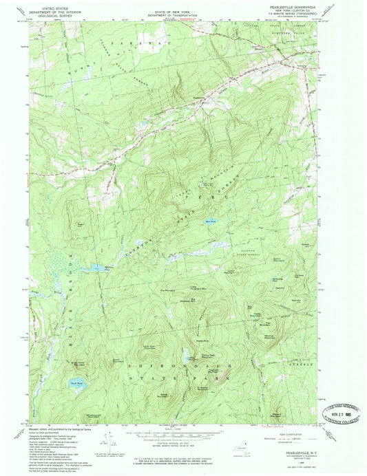 Classic USGS Peasleeville New York 7.5'x7.5' Topo Map Image