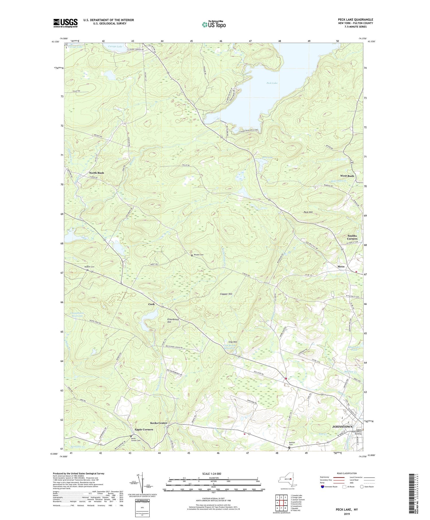 Peck Lake New York US Topo Map Image