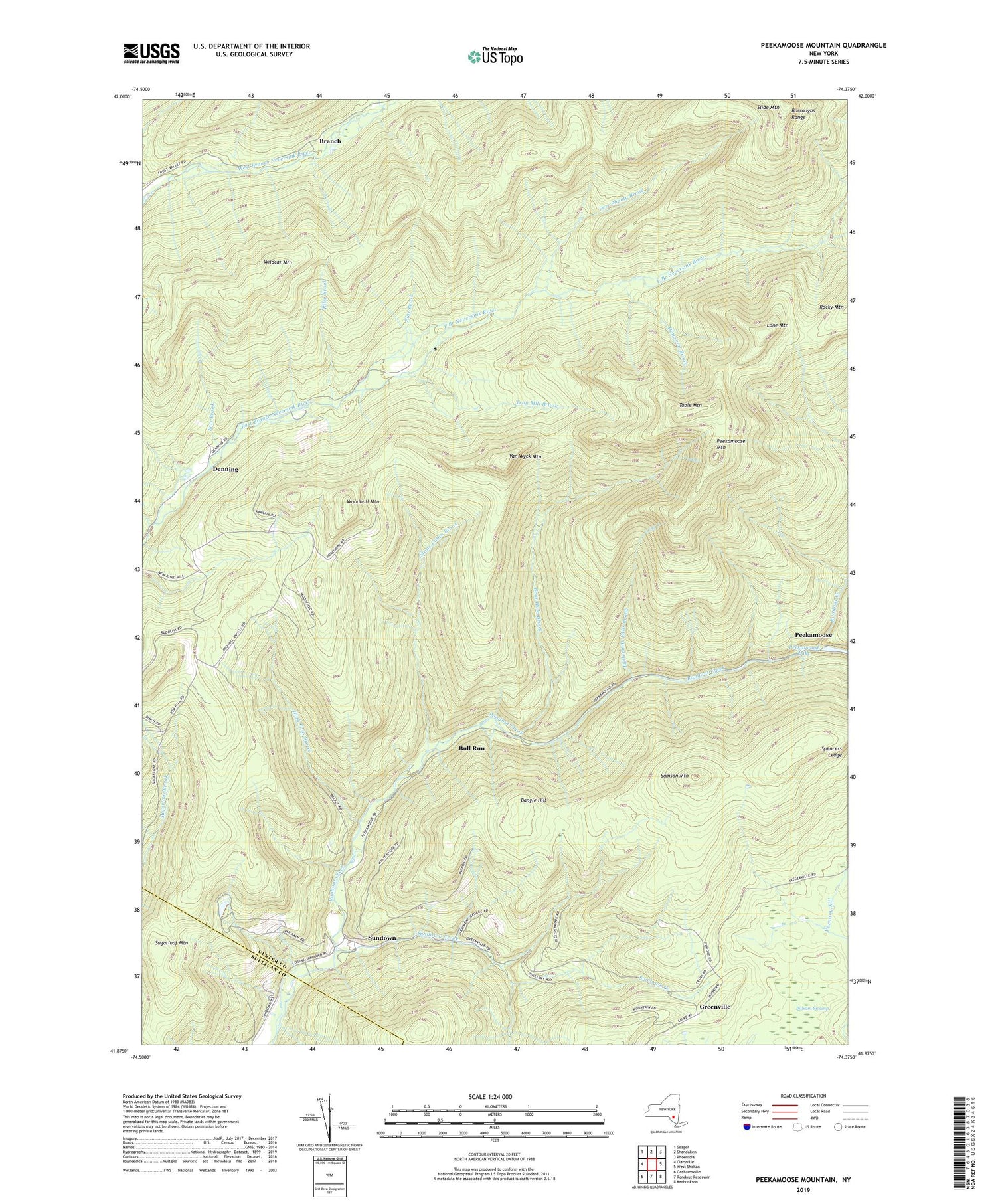 Peekamoose Mountain New York US Topo Map Image