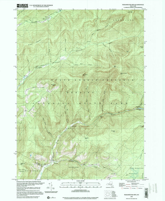Classic USGS Peekamoose Mountain New York 7.5'x7.5' Topo Map Image