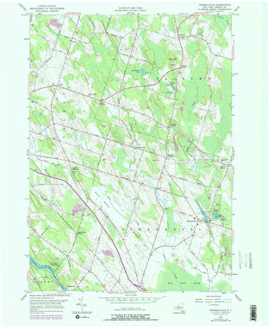 Classic USGS Pennellville New York 7.5'x7.5' Topo Map Image