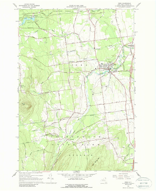 Classic USGS Peru New York 7.5'x7.5' Topo Map Image