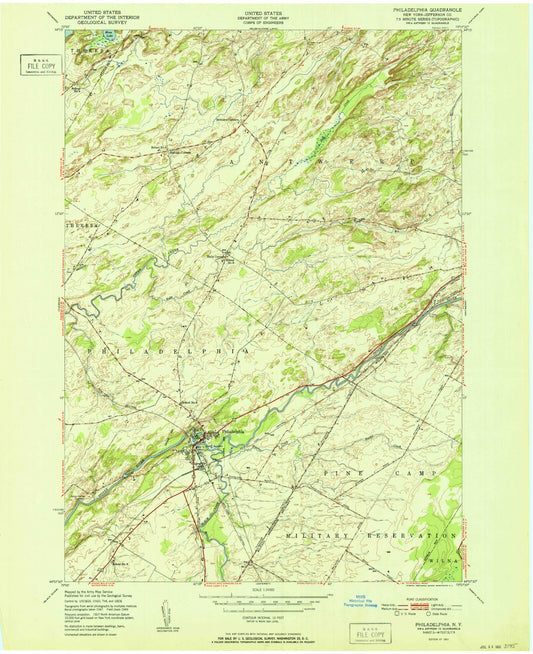 Classic USGS Philadelphia New York 7.5'x7.5' Topo Map Image