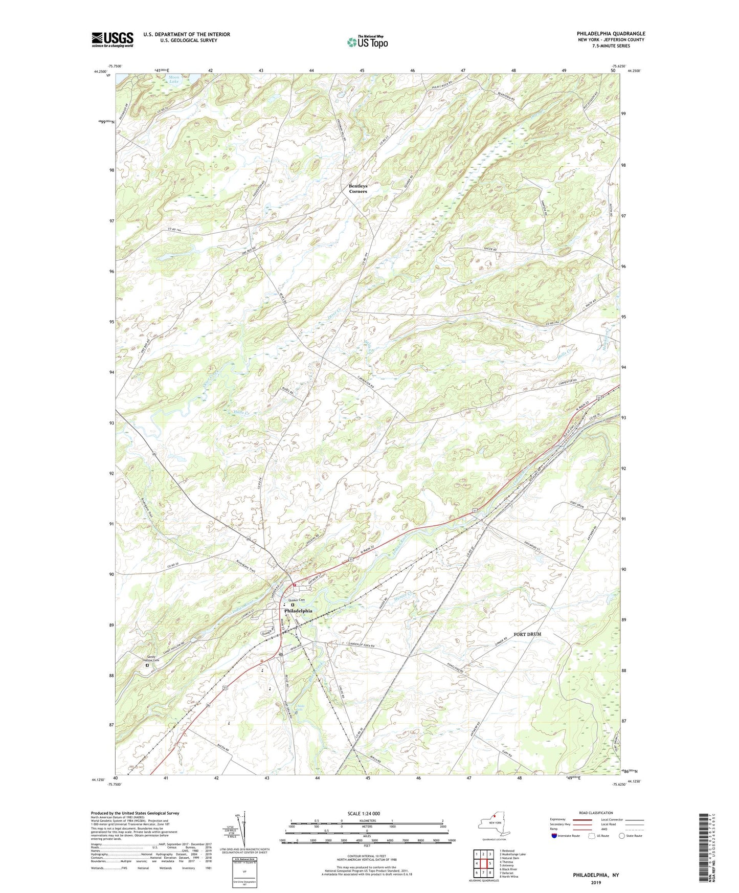 Philadelphia New York US Topo Map Image