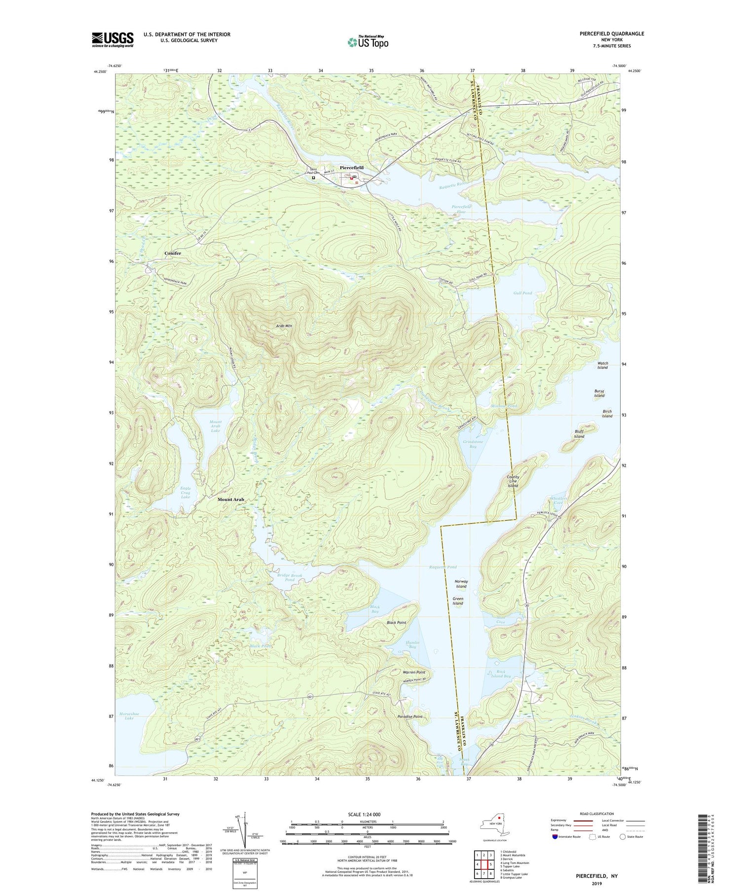 Piercefield New York US Topo Map Image