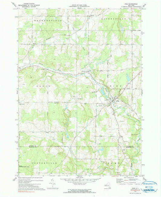 Classic USGS Pike New York 7.5'x7.5' Topo Map Image