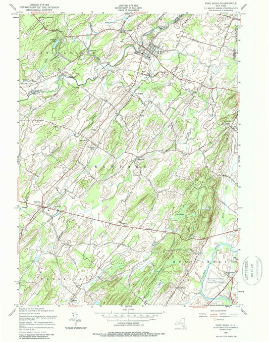 Classic USGS Pine Bush New York 7.5'x7.5' Topo Map Image