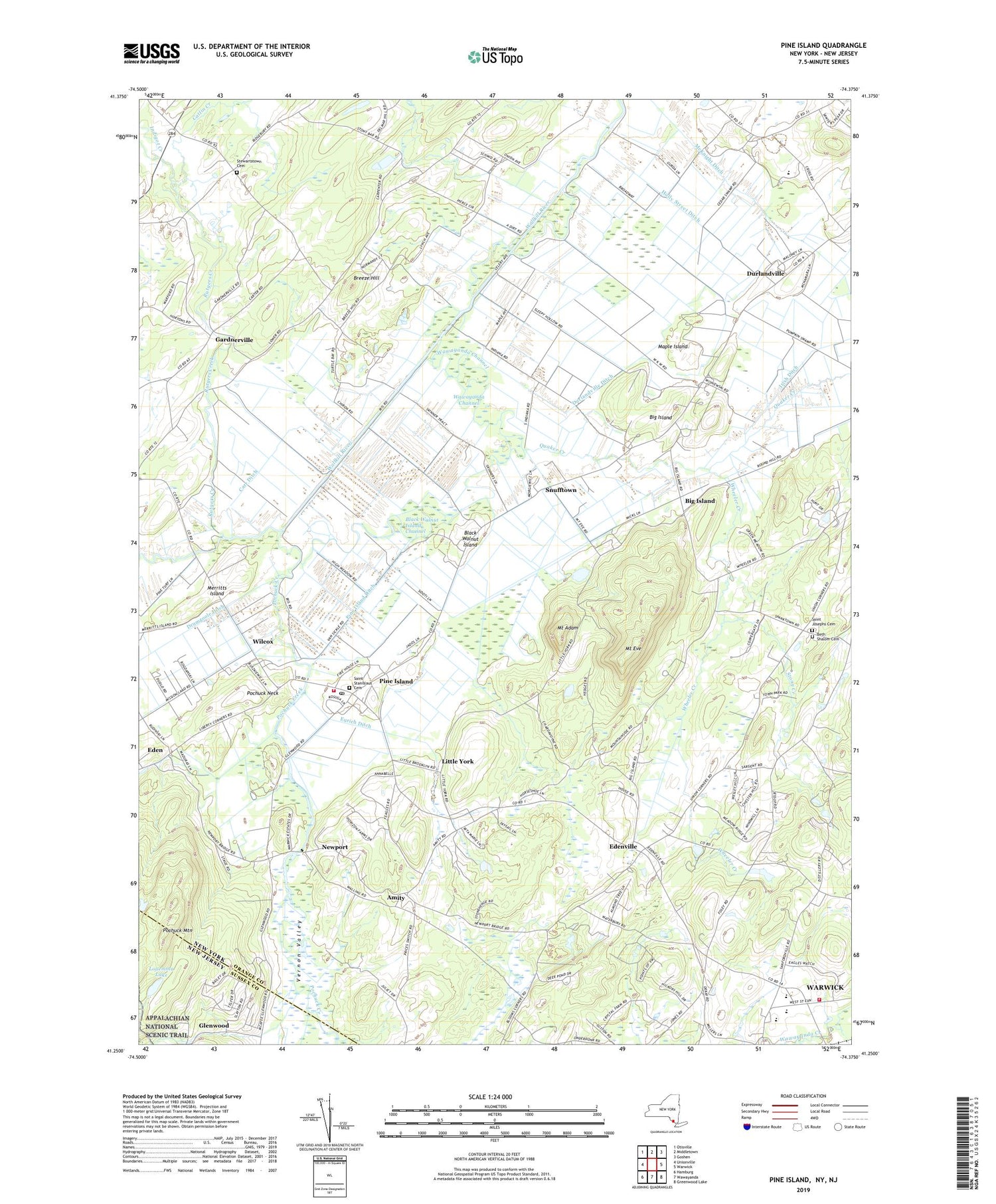 Pine Island New York US Topo Map Image