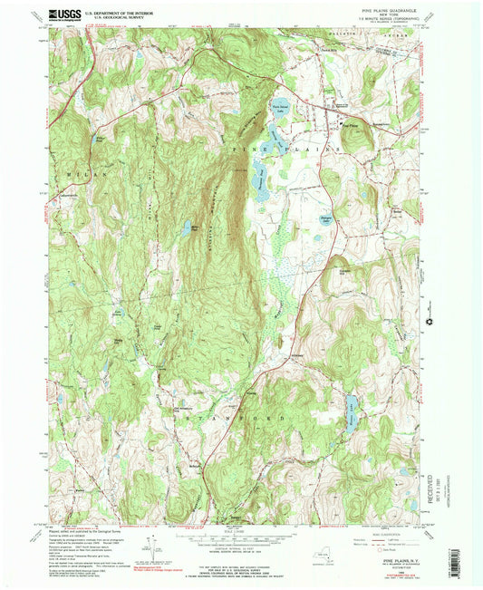 Classic USGS Pine Plains New York 7.5'x7.5' Topo Map Image